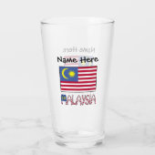 Malaysische Flagge Schwarze Personalisierung Glas (Rückseite)