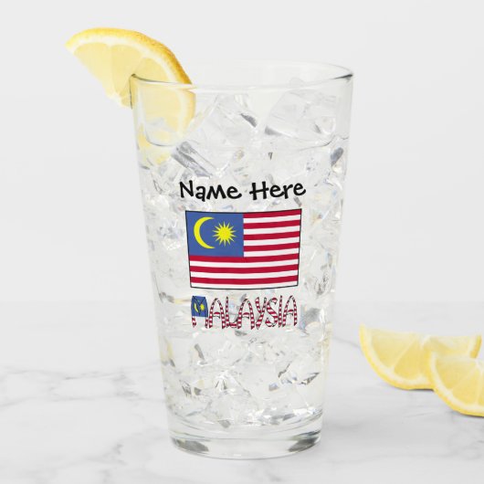 Malaysische Flagge Schwarze Personalisierung Glas (Vorderseite Ice)
