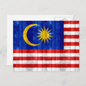 Malaysische Holzflagge Postkarte (Vorne/Hinten)