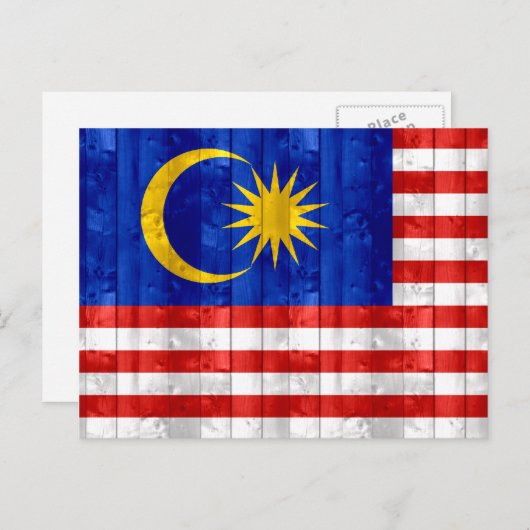 Malaysische Holzflagge Postkarte (Vorne/Hinten)