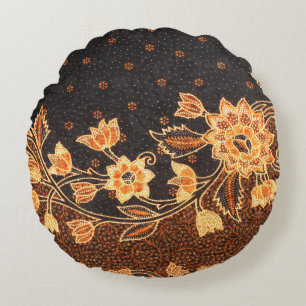 Malaysische indonesische Batik-Kunst-Schönheit Rundes Kissen