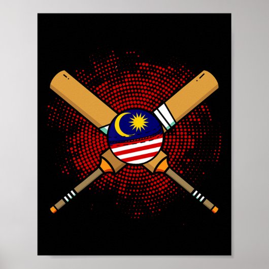 Malaysischer Cricket-Schläger und Ll-Flagge Malays Poster (Vorne)