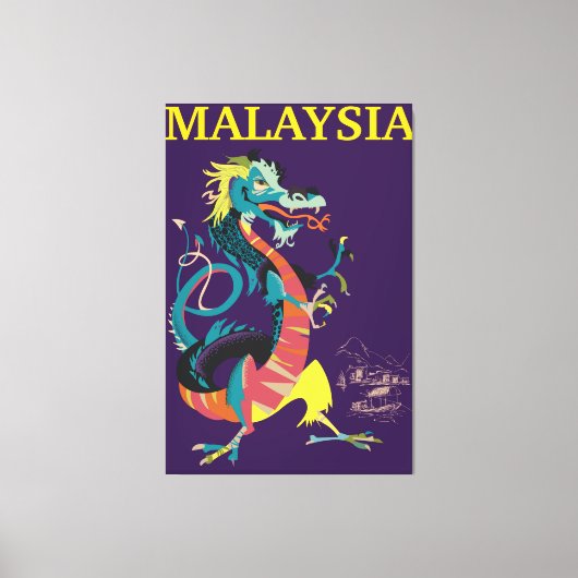 Malaysischer Drache Vintages Reiseplakat Leinwanddruck (Vorderseite)