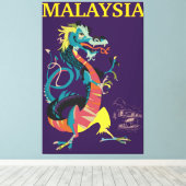 Malaysischer Drache Vintages Reiseplakat Leinwanddruck (Insitu (Holzboden))
