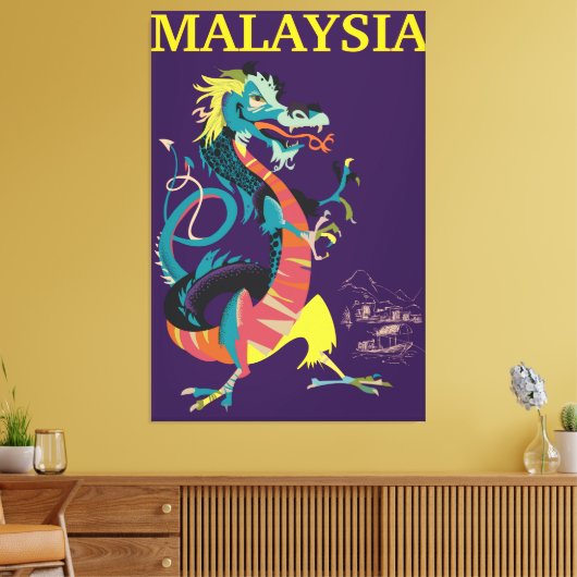 Malaysischer Drache Vintages Reiseplakat Leinwanddruck (Insitu (Wohnzimmer))