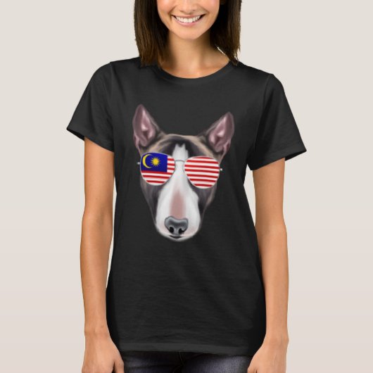 Malaysischer Flaggen Miniature Bull Terrier Dog Ma T-Shirt (Vorderseite)