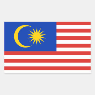 Malaysischer Flaggenaufkleber Rechteckiger Aufkleber