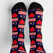Malaysischer Flaggenstaat Herzmuster Spaß Malaysis Socken (Oben)