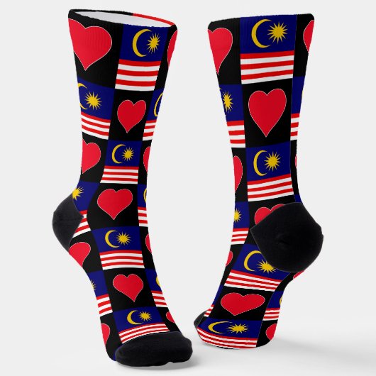 Malaysischer Flaggenstaat Herzmuster Spaß Malaysis Socken (Gewinkelt)