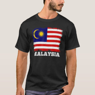 Malaysischer Länderflagge mit Vintager Flagge T-Shirt