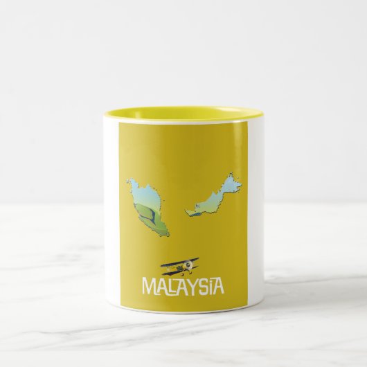 Malaysischer Reiseplan Zweifarbige Tasse (Mittel)