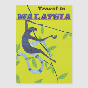 Malaysischer Reiseposter im Vintage-Stil Magnetkarte