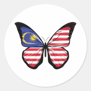 Malaysischer Schmetterlingsflagge Runder Aufkleber
