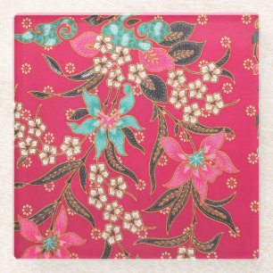 Malaysisches indonesisches Batik-Kunstmuster Glasuntersetzer