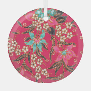 Malaysisches indonesisches Batik-Kunstmuster Ornament Aus Glas