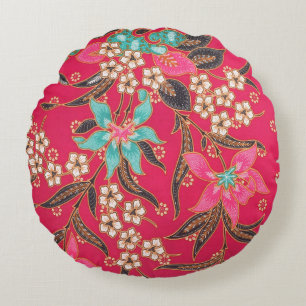 Malaysisches indonesisches Batik-Kunstmuster Rundes Kissen