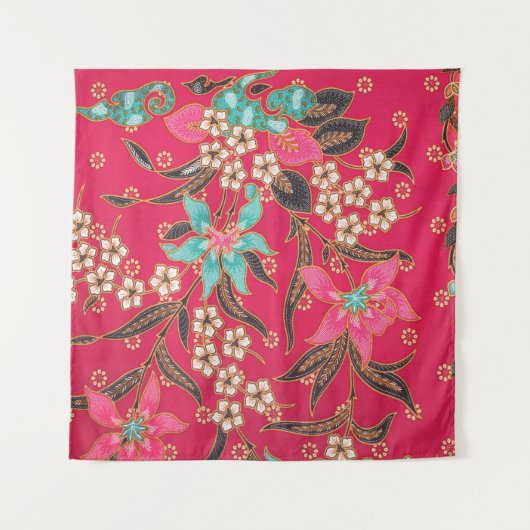 Malaysisches indonesisches Batik-Kunstmuster Wandteppich (Vorderseite)