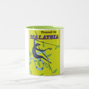 Malaysisches Reiseposter im Vintage-Stil Zweifarbige Tasse