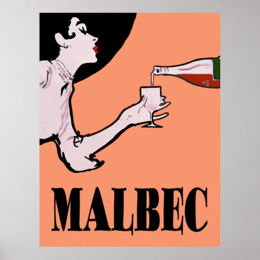 Malbec Wine Vintag Lady Posters Poster (Vorne)
