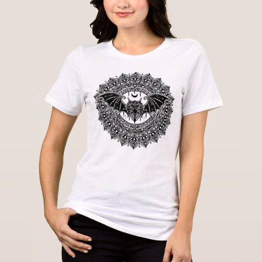 Malbuch Fledermaus Mandala Tri-Blend Shirt (Vorderseite)