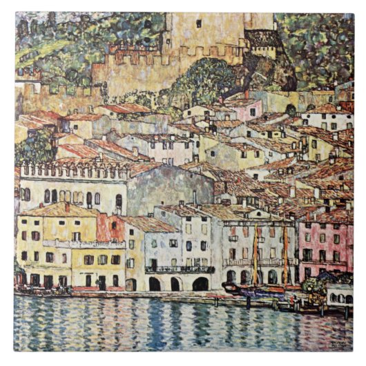 Malcesine am Gardasee von Gustav Klimt Fliese (Vorderseite)