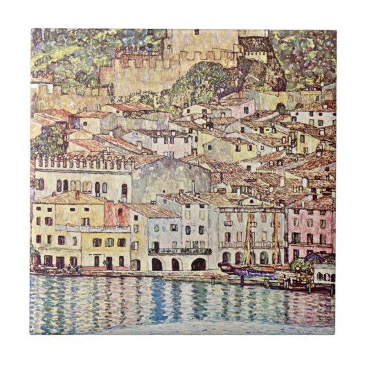 Malcesine am Gardasee von Gustav Klimt Fliese (Vorderseite)