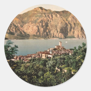 Malcesine, Garda, Gardasee, Italien Vintage Photoc Runder Aufkleber