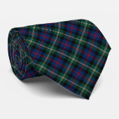 Malcolm Clan Tartan Dark Blue und Green Kariert Krawatte (Gerollt)