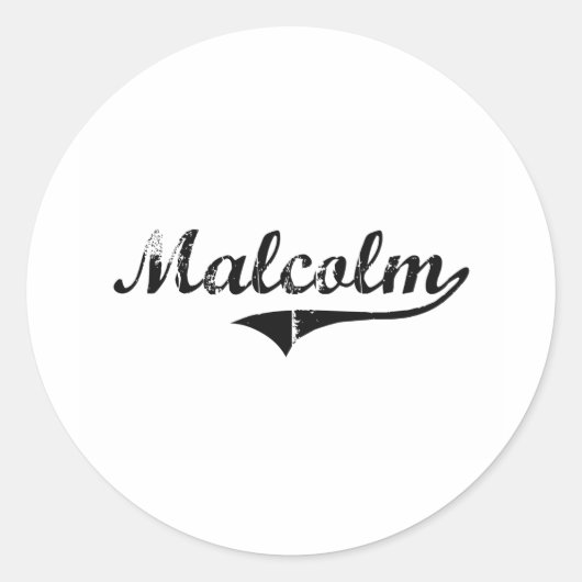 Malcolm Classic Style Name Runder Aufkleber (Vorderseite)