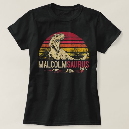 Malcolm Saurus Funny Personalisiert Dinosaur T Rex T-Shirt (Design vorne)