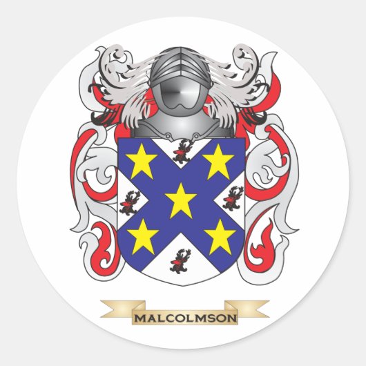 Malcolmson Coat of Arms (Familienwappen) Runder Aufkleber (Vorderseite)