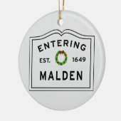 Malden, MA Holiday Wreath Keramik Ornament (Links)