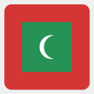 Maldiven-Flaggen-Aufkleber Quadratischer Aufkleber