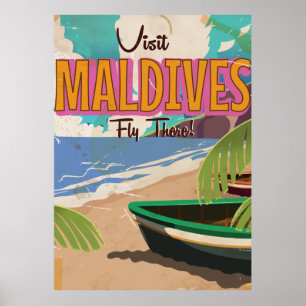 Maldiven-Insel-Vintage-Reiseposter-Kunst. Poster