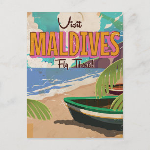 Maldiven Insel Vintage Reiseposter Kunst. Postkarte