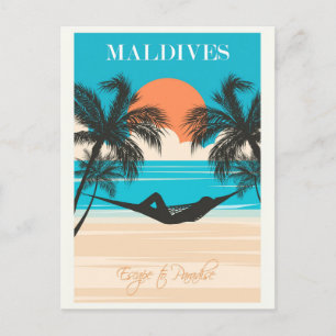 Maldiven Vintage Strand Reise Postkarte