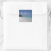 Maldives Blue Sky Sea Sand Clouds Blank Template Quadratischer Aufkleber (Tasche)