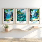 Maldives-Delfin-Reiseposter-Wandkunst Poster