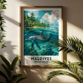 Maldives-Delfin-Reiseposter-Wandkunst Poster