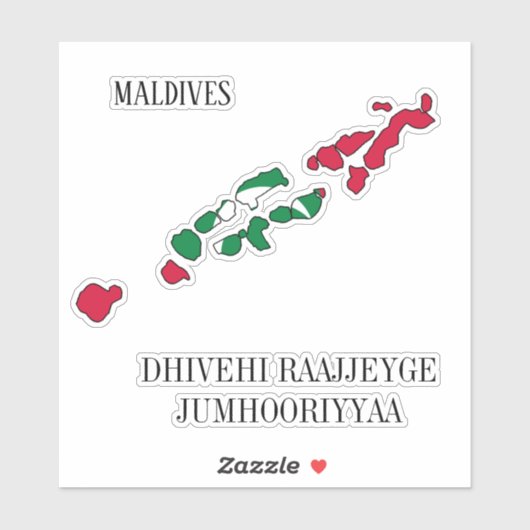 Maldives Flag Map Patriotic Aufkleber (Blatt)