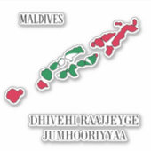 Maldives Flag Map Patriotic Aufkleber (Vorderseite)