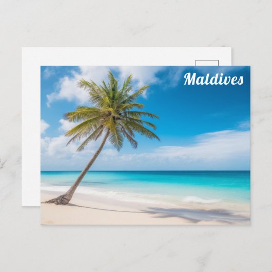 Maldives Island Ocean Beach Palm Tree Reisen Postkarte (Vorne/Hinten)