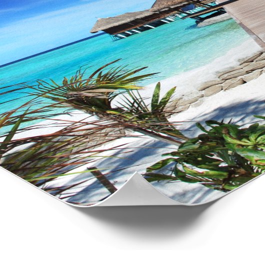 Maldives island romantic holiday poster (Ecke)