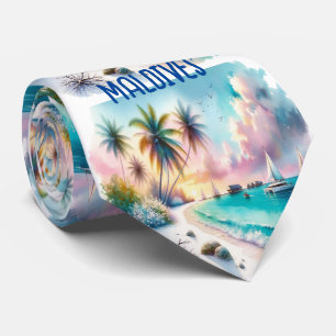 Maldives Luxus Sketch Wasserfarbe Krawatte