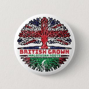 Maldives Maldivian British UK Tree Roots Flag Button