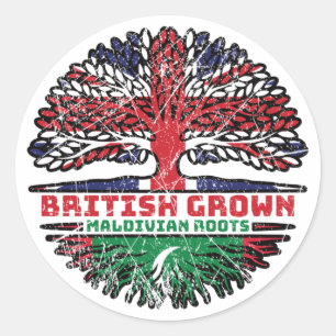 Maldives Maldivian British UK Tree Roots Flag Runder Aufkleber