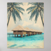 Maldives Mirage – Retro Lagoon Paradise Travel  Poster (Vorne)