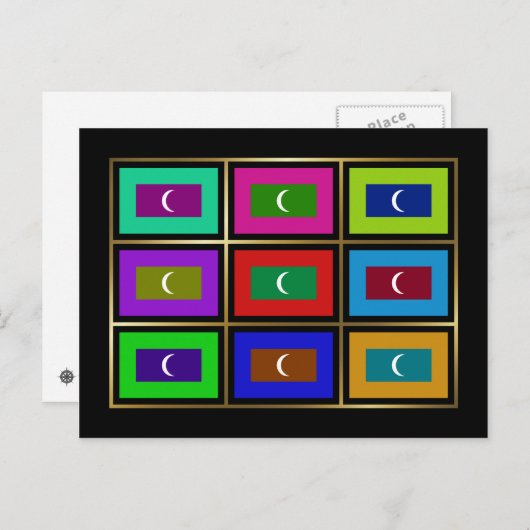 Maldives Multihue Flags Postcard Postkarte (Vorne/Hinten)
