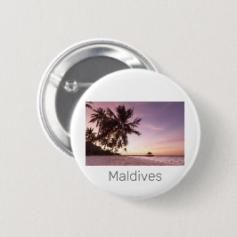 Maldives Ocean Indian Beach Sunset Island Souvenir Button