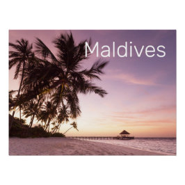 Maldives Ocean Indian Beach Sunset Island Souvenir Poster